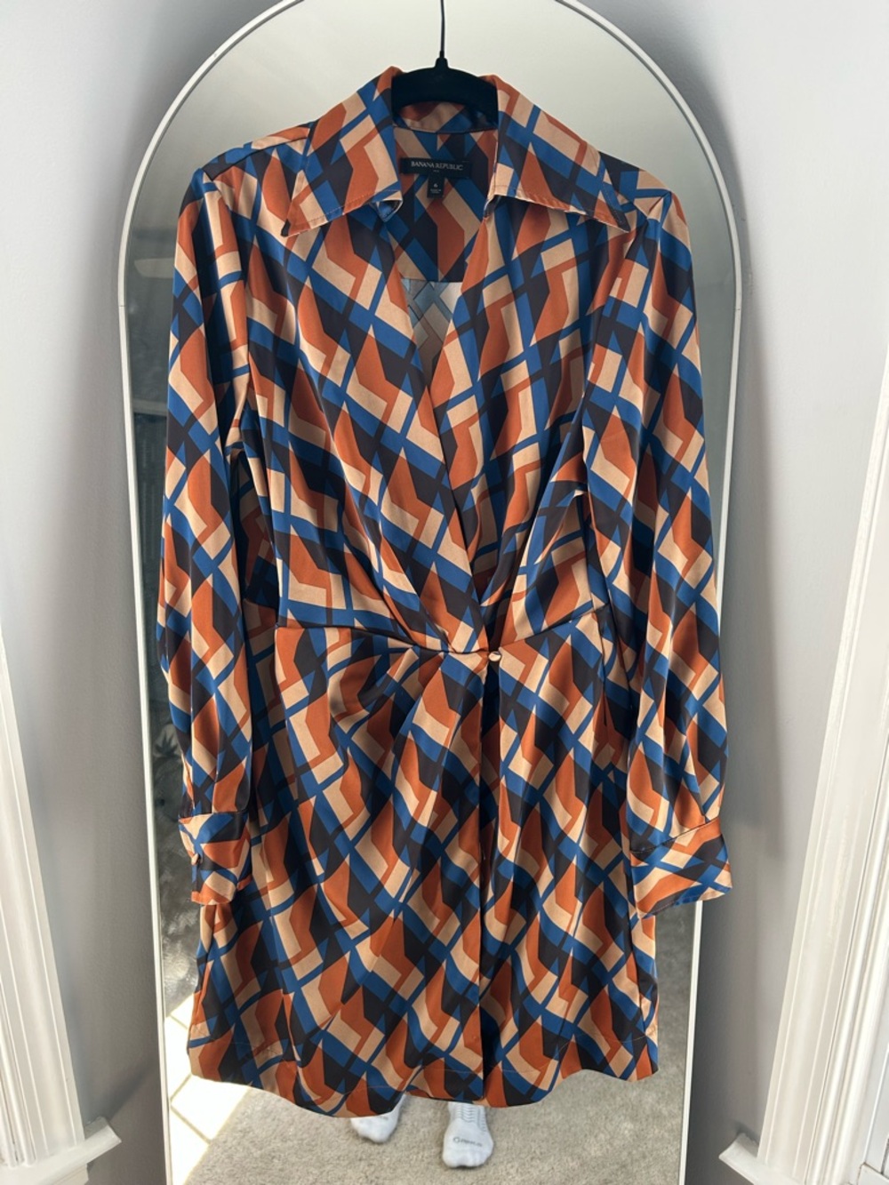 Banana Republic Geometric Long-Sleeve Wrap Dress
